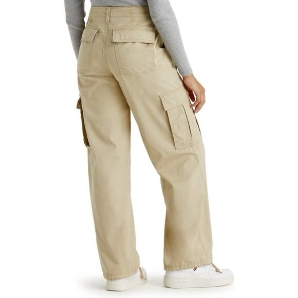 Levi's Womens 94 Baggy Cargo Pants Beige Khaki Utility 28x30 NWT - Picture 1 of 9